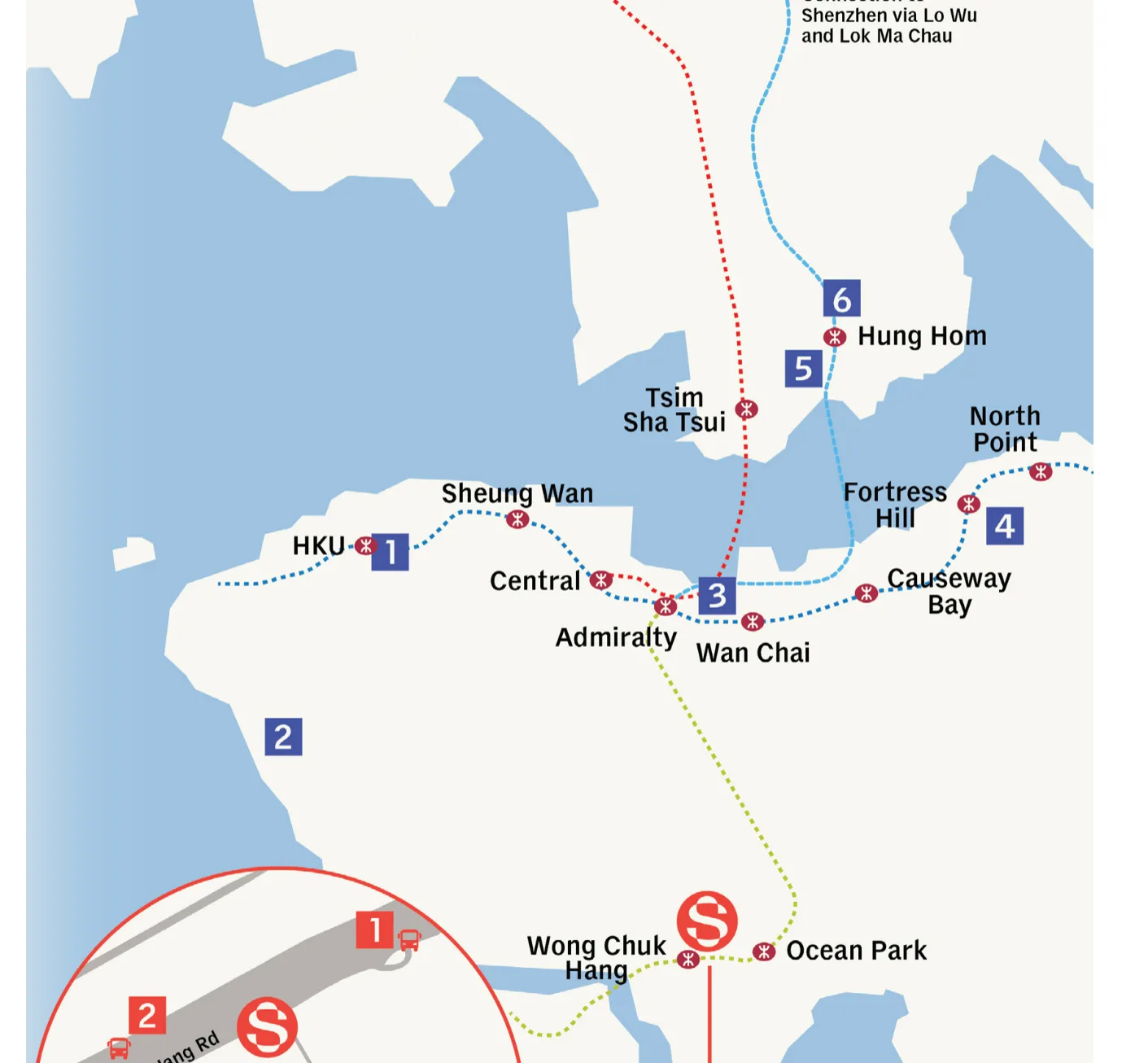 MTR connections from Wong Chuk Hang station