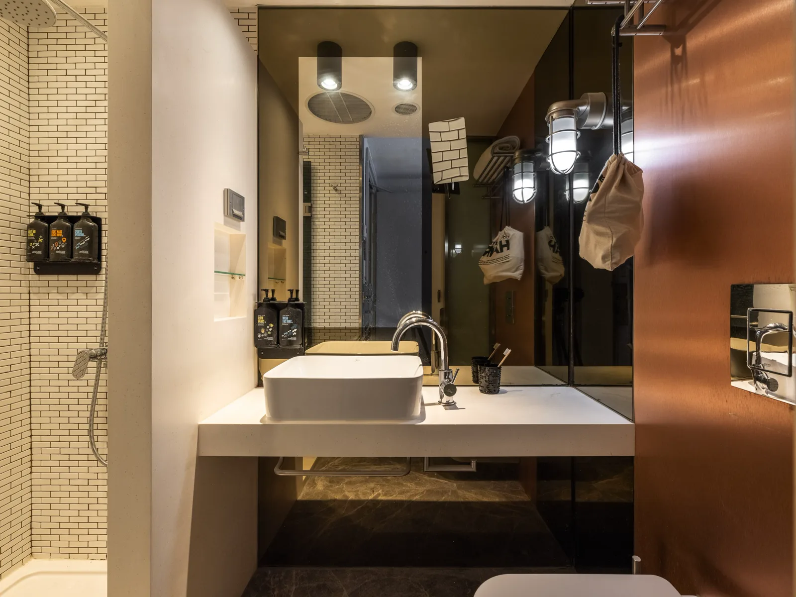 Private ensuite bathroom in the Classic Double at Stride co-living, Wong Chuk Hang, Hong Kong