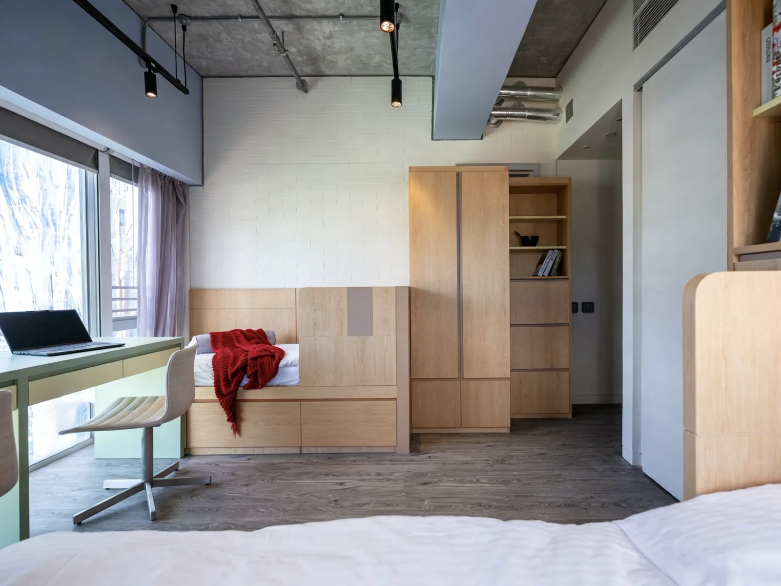Corner Prestige Double student room at Stride co-living, Wong Chuk Hang, Hong Kong