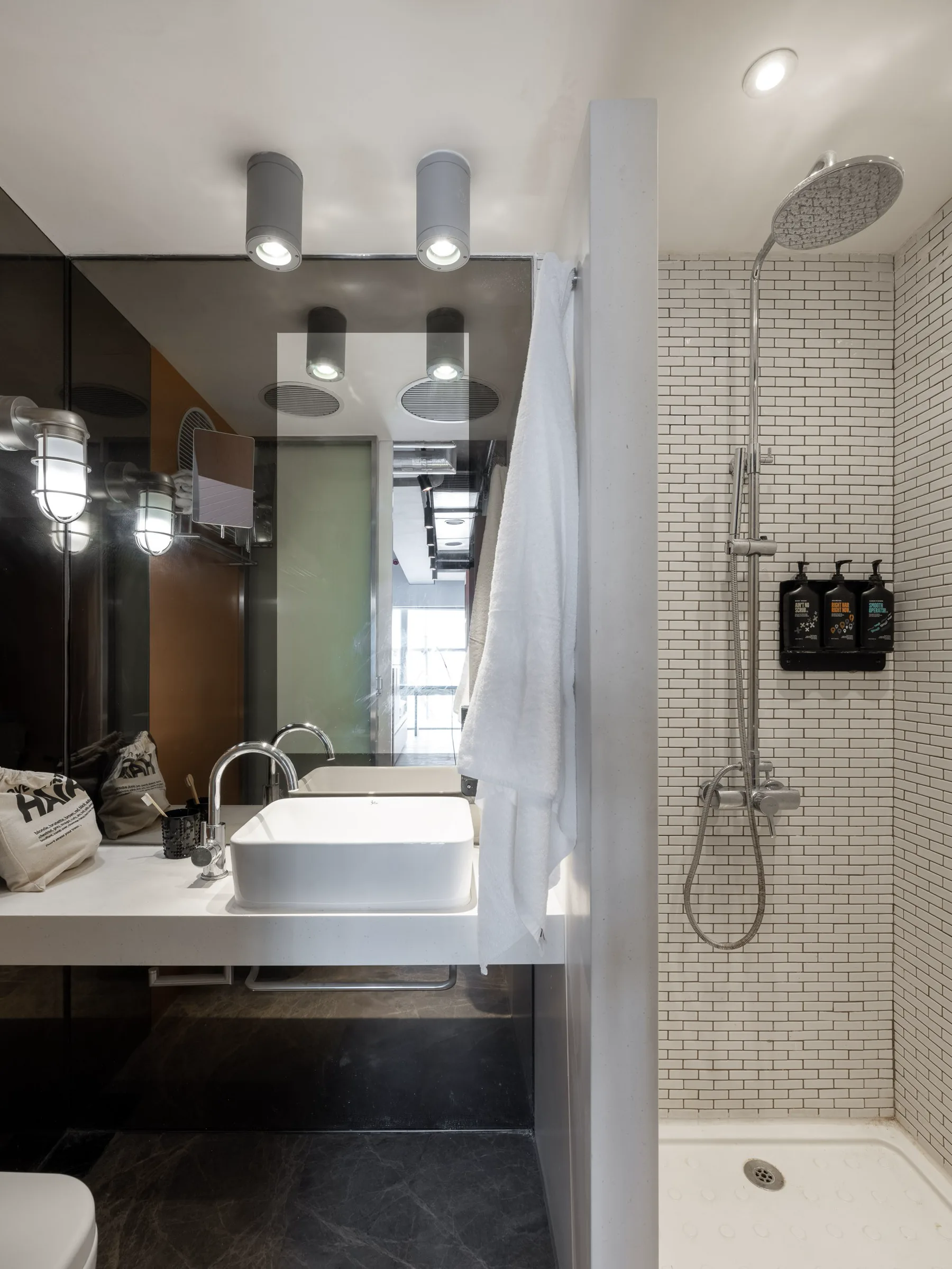 Private ensuite bathroom in the Luxe Double at Stride co-living, Wong Chuk Hang, Hong Kong
