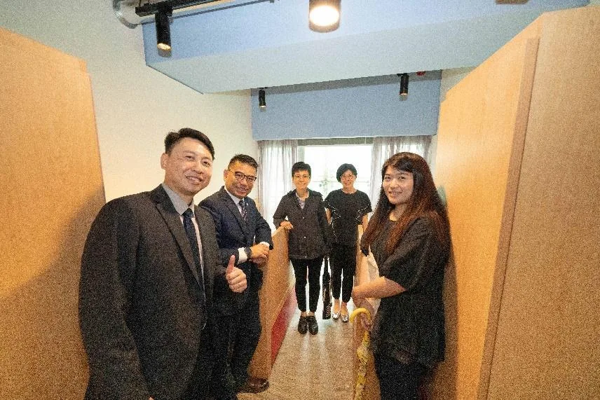 HKAPA representatives touring a student room at Stride Wong Chuk Hang