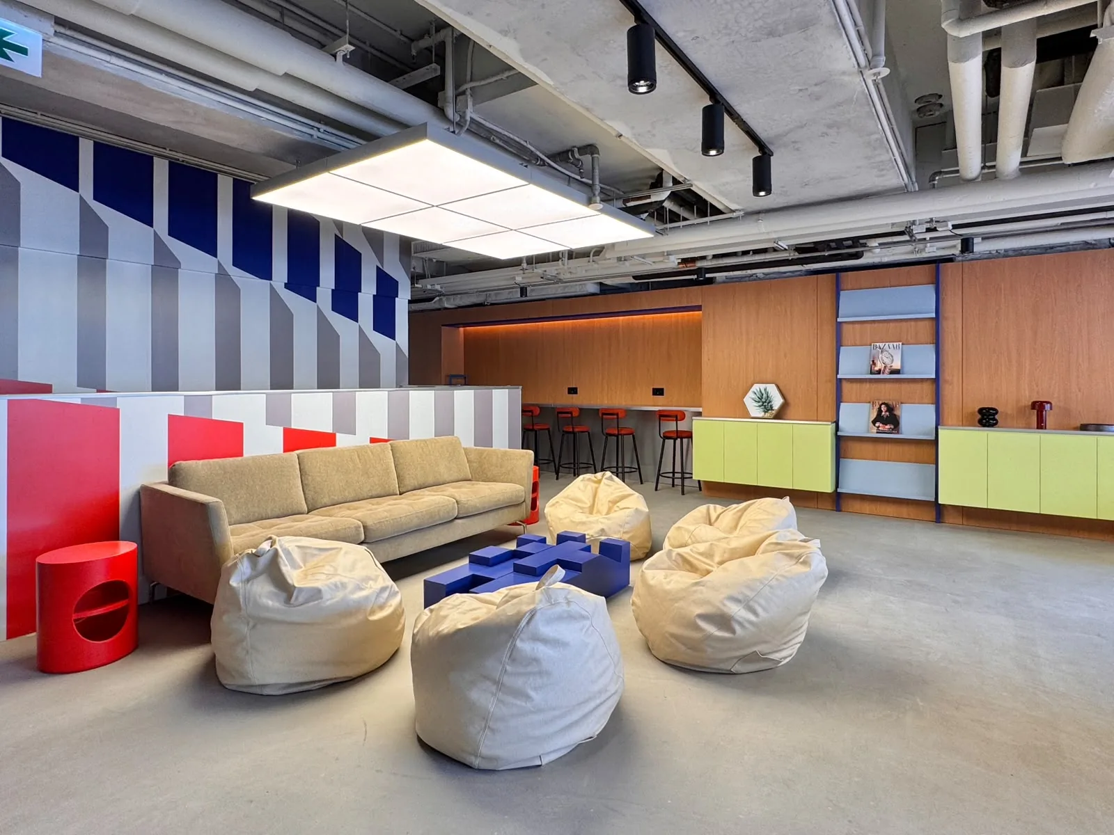 Lounge at Stride student co-living, Wong Chuk Hang, Hong Kong